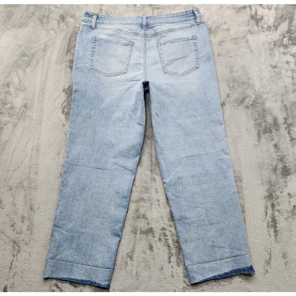 Maurices M Jeans Womens 16 SHORT Blue Mid Rise Slim Straight Ankle Raw Cut Hem - Picture 4 of 14